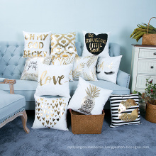 Nordic Style Bronzing Decorative Throw Pillow Case Metallic  Print Square Cushion Cover Sofa Home Decor